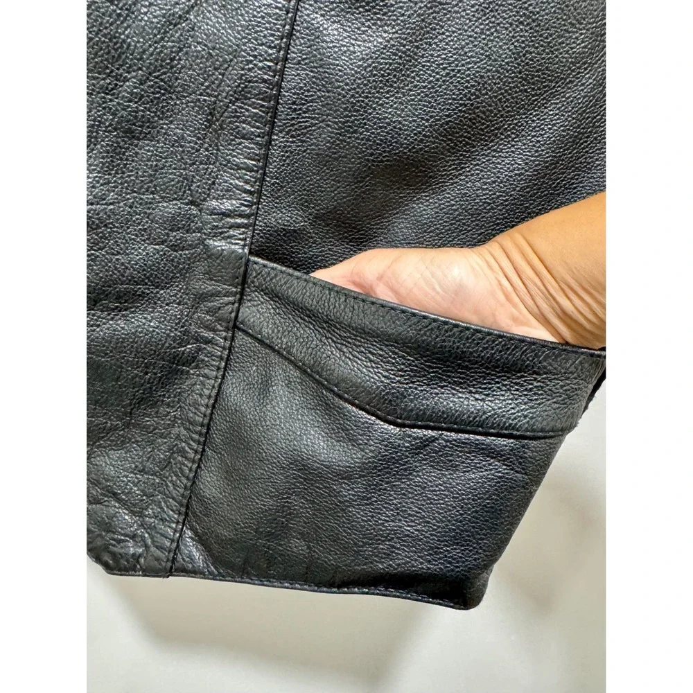 FMC First Manufacturing Co Mens Black Leather Biker Vest Size 50 M 601 Western